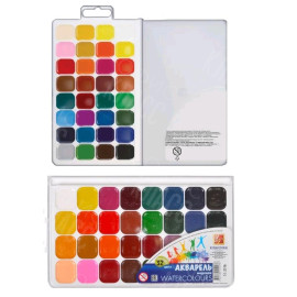 КРАСКИ 32 ЦВЕТА АКВАРЕЛЬ МЕДОВАЯ  КЛАССИКА БЕЗ КИСТИ 1579-08 ЛУЧ