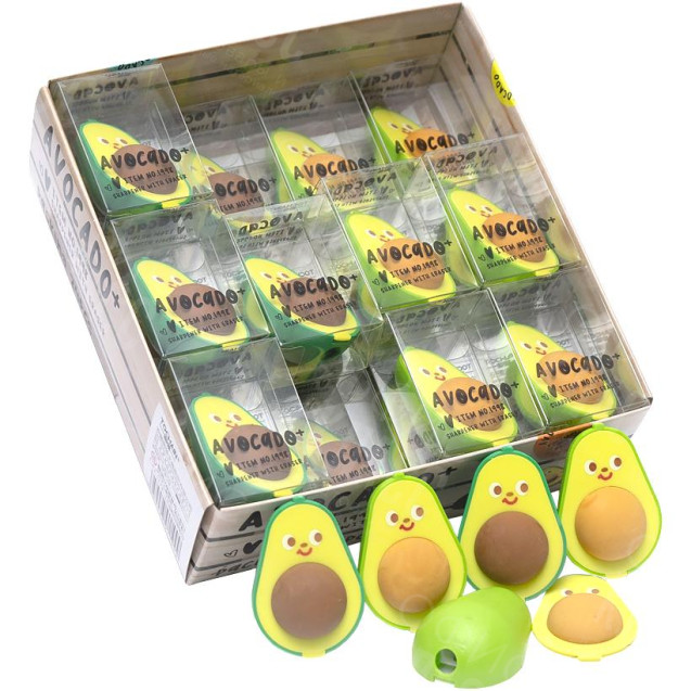 ТОЧИЛКА ЦВЕТНАЯ 1998 2В1 С ЛАСТИКОМ "АВОКАДО"