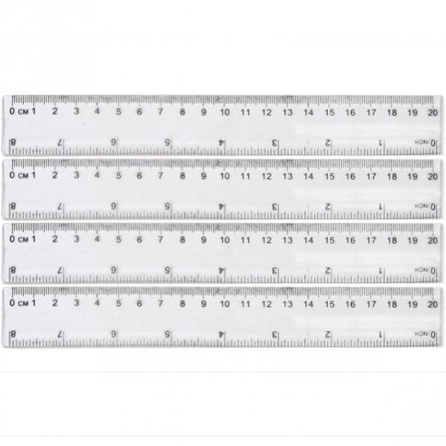 ЛИНЕЙКА 20 СМ, 8820 ПЛАСТИКОВАЯ ПРОЗРАЧНАЯ