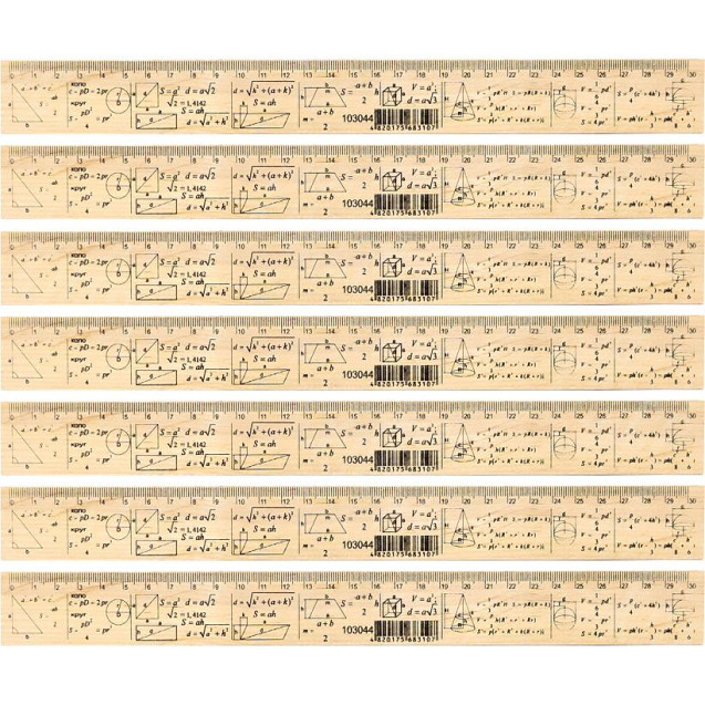 ЛИНЕЙКА 30СМ ДЕРЕВЯННАЯ "ГЕОМЕТРИЯ"