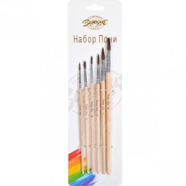 НАБОР КИСТЕЙ КРУГЛЫХ 6 ШТУК "ПОНИ" BAROGUE 24-6