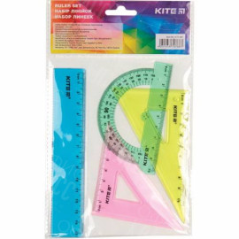 НАБОР ЛИНЕЕК KITE K17-281 ЛИНЕЙКА 15 СМ, 2 УГОЛЬНИКА, ТРАНСПОРТИР