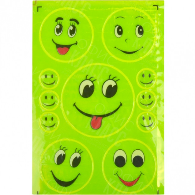 НАКЛЕЙКА СВЕТООТРАЖАЮЩАЯ 11 ШТУК "СМАЙЛ"