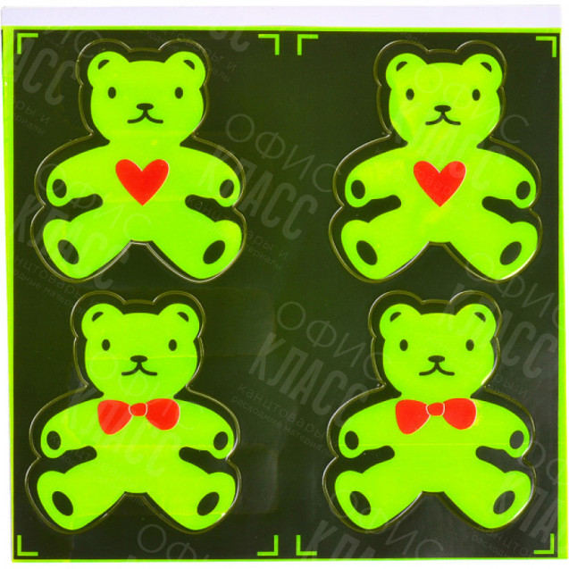 НАКЛЕЙКА СВЕТООТРАЖАЮЩАЯ 4 ШТУКИ "МИШКА"