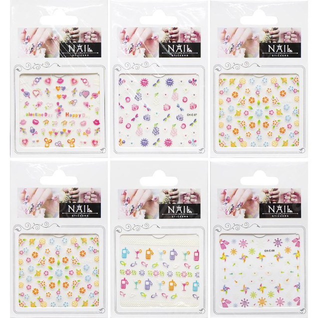 НАКЛЕЙКИ НА НОГТИ А7, ЦВЕТНЫЕ МИКС 000356