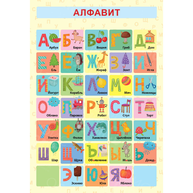 ОБУЧАЮЩИЙ ПЛАКАТ А4 (200Х290 ММ) АЛФАВИТ №2