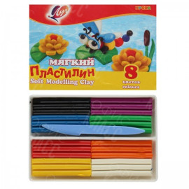 ПЛАСТИЛИН  8 ЦВЕТОВ МЯГКИЙ 25С 1551-08 ЛУЧ