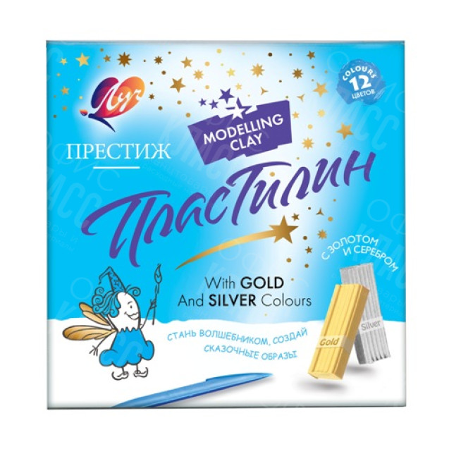ПЛАСТИЛИН 12 ЦВЕТОВ ПРЕСТИЖ 18С 1225-08 ЛУЧ