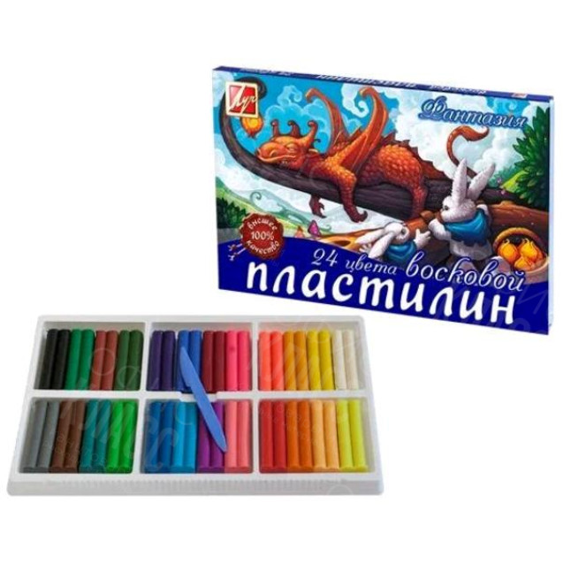 ПЛАСТИЛИН 24 ЦВЕТА ФАНТАЗИЯ 25С 1525-08 ЛУЧ