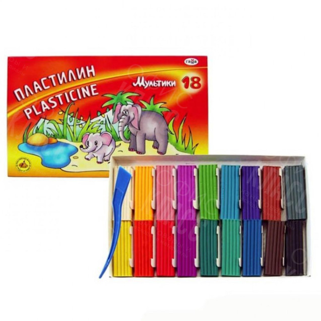 ПЛАСТИЛИН ГАММА "МУЛЬТИКИ" 18 ЦВЕТОВ, 360 Г, АССОРТИ 280028