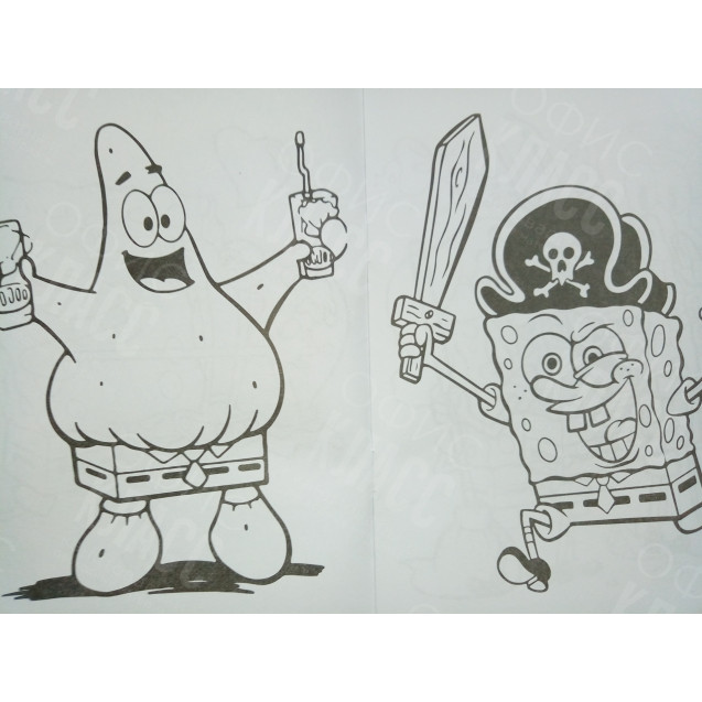 РАСКРАСКА ПОЛИГРАФИСТ (БЕНДЕРЫ) А5 6 ЛИСТОВ "ГУБКА БОБ"