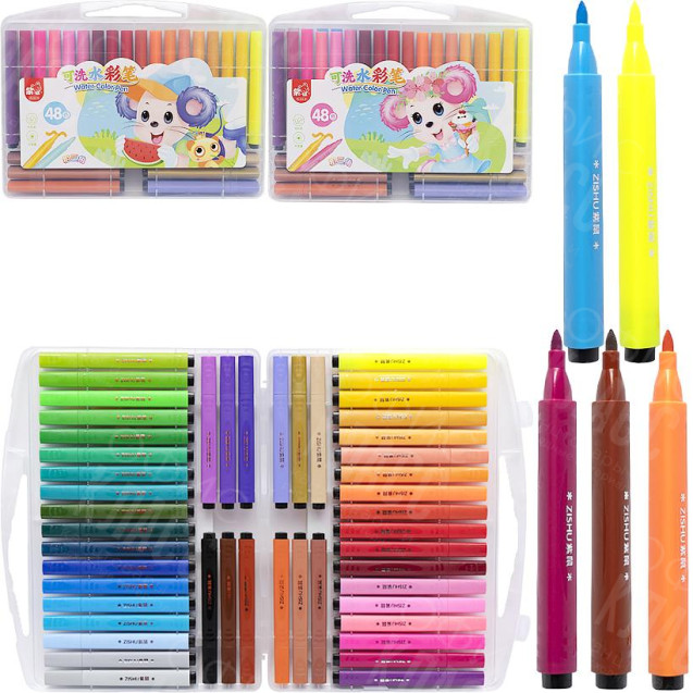 ФЛОМАСТЕР 48 ЦВЕТОВ 204-48 "WATER COLOR PEN" В ПЛАСТИКОМОМ БОКСЕ