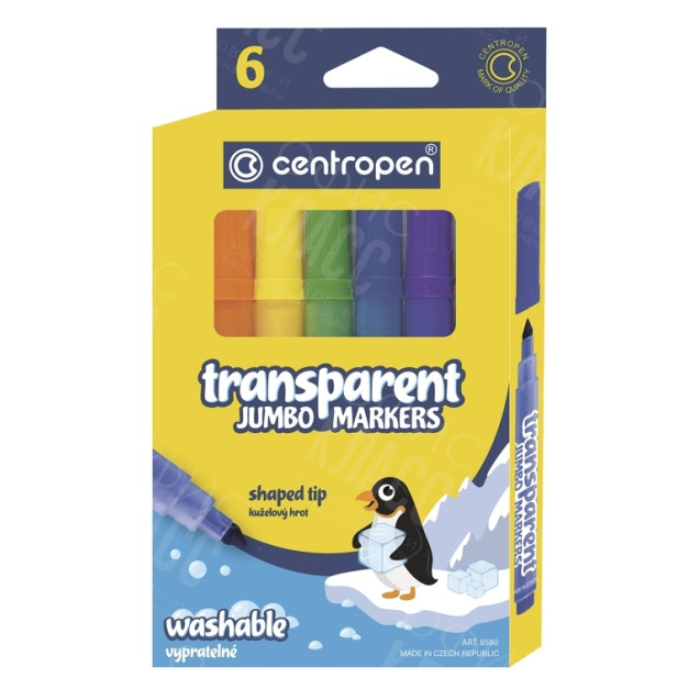ФЛОМАСТЕРЫ ТОЛСТЫЕ "JUMBO" CENTROPEN, 6 ЦВЕТОВ.