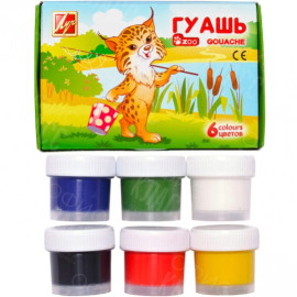 ГУАШЬ  6 ЦВЕТОВ 15МЛ МИНИ ZOO 19С 1251-08 ЛУЧ