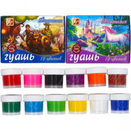 ГУАШЬ 12 ЦВЕТОВ 15МЛ ФАНТАЗИЯ 25С 1529-08 ЛУЧ