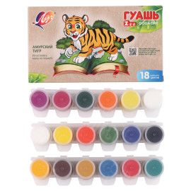 ГУАШЬ 18 ЦВЕТОВ 15МЛ МИНИ ZOO (БЛОК-ТАРА) 29С 1708-08 ЛУЧ