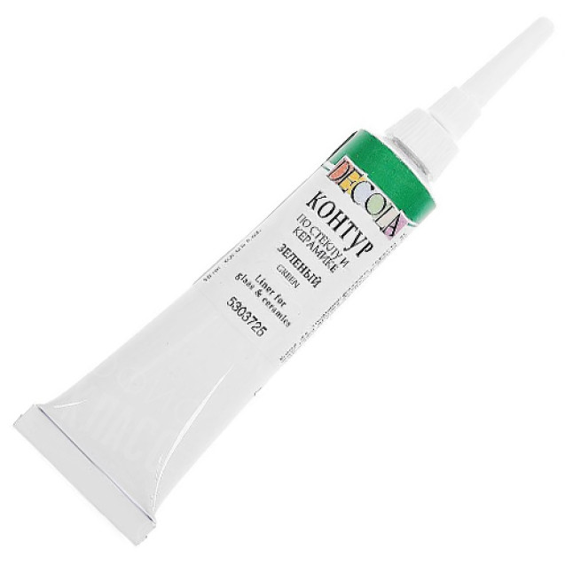 КРАСКА АКРИЛОВАЯ КОНТУР ПО СТЕКЛУ И КЕРАМИКЕ ЗЕЛЕНЫЙ 18МЛ DECOLA 5303725