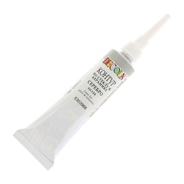 КРАСКА АКРИЛОВАЯ КОНТУР ПО СТЕКЛУ И КЕРАМИКЕ СЕРЕБРО 18МЛ DECOLA  5303966