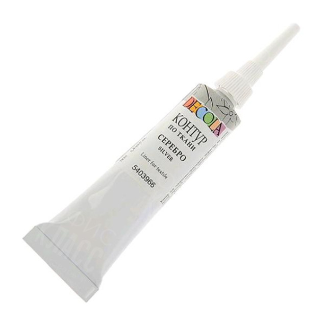 КРАСКА АКРИЛОВАЯ КОНТУР ТКАНЬ СЕРЕБРО 18МЛ DECOLA  5403966