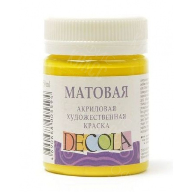 КРАСКА АКРИЛОВАЯ МАТОВАЯ ЖЕЛТАЯ СВЕТЛАЯ 50МЛ DECOLA 14328213