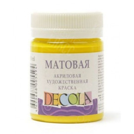 КРАСКА АКРИЛОВАЯ МАТОВАЯ ЖЕЛТАЯ СВЕТЛАЯ 50МЛ DECOLA 14328213