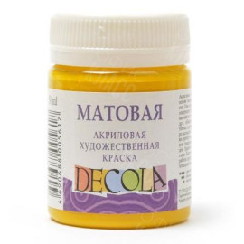 КРАСКА АКРИЛОВАЯ МАТОВАЯ ЖЕЛТАЯ СРЕДНЯЯ 50МЛ DECOLA 14328220