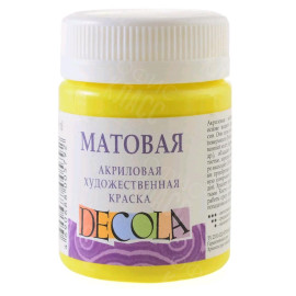 КРАСКА АКРИЛОВАЯ МАТОВАЯ ЛИМОННАЯ 50МЛ DECOLA 14328214