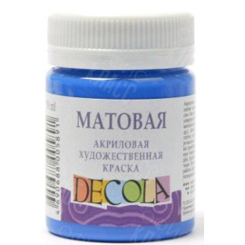 КРАСКА АКРИЛОВАЯ МАТОВАЯ СИНЯЯ 50МЛ DECOLA 14328515