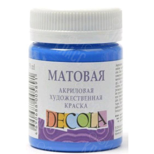 КРАСКА АКРИЛОВАЯ МАТОВАЯ СИНЯЯ 50МЛ DECOLA 14328515