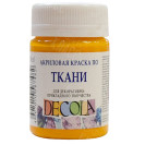 КРАСКА АКРИЛОВАЯ ТКАНЬ ЖЕЛТАЯ ТЕМНАЯ 50МЛ DECOLA 4128221