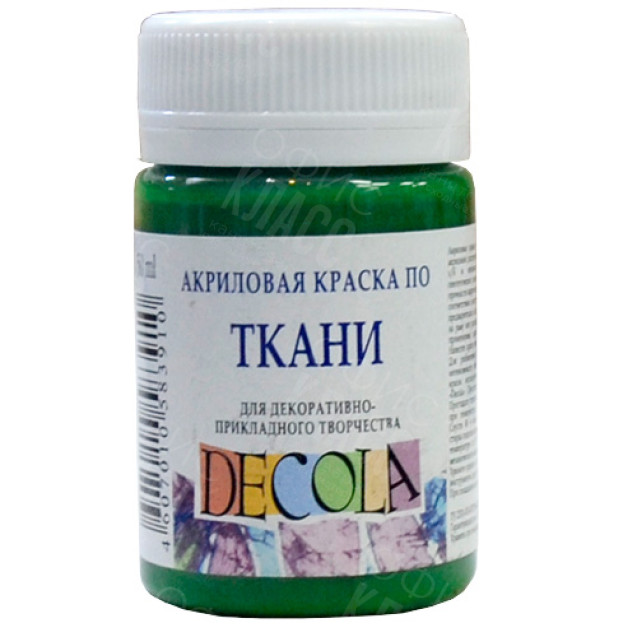 КРАСКА АКРИЛОВАЯ ТКАНЬ ЗЕЛЕНАЯ СРЕДНЯЯ 50МЛ DECOLA 4128722