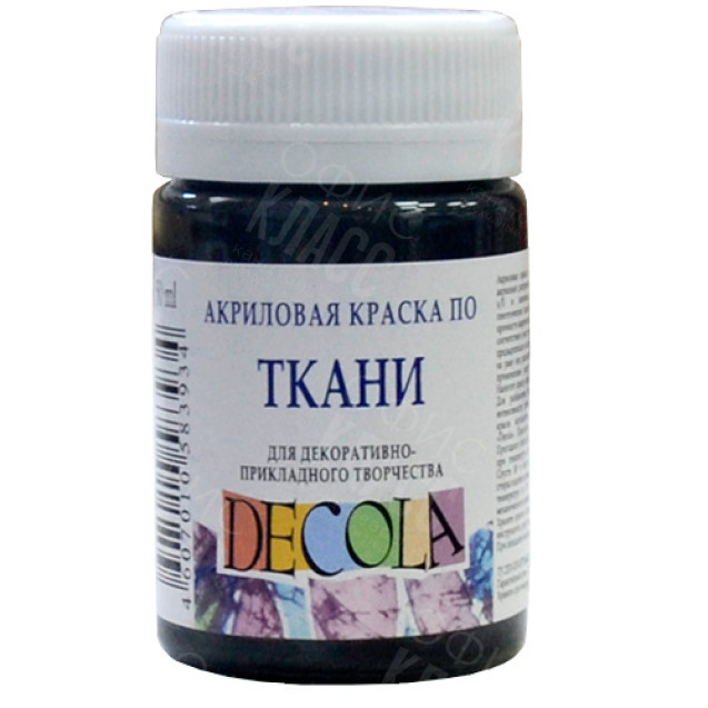 КРАСКА АКРИЛОВАЯ ТКАНЬ ЧЕРНАЯ 50МЛ DECOLA 4128810