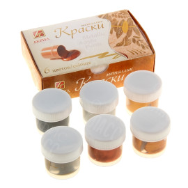 КРАСКИ  6 ЦВЕТОВ АКРИЛОВЫЕ МЕТАЛЛИК 20МЛ НАБОР 22С 1413-08