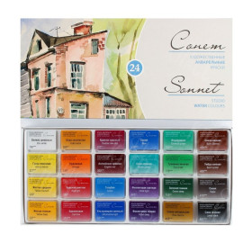 КРАСКИ 24 ЦВЕТА АКВАРЕЛЬНЫЕ ХУДОЖЕСТВЕННЫЕ НАБОР СОНЕТ (КЮВЕТЫ) 3541139