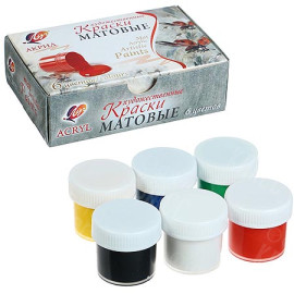 КРАСКИ 6 ЦВЕТОВ 20МЛ АКРИЛОВЫЕ ХУДОЖЕСТВЕННЫЕ МАТОВЫЕ 29С 1746-08 ЛУЧ