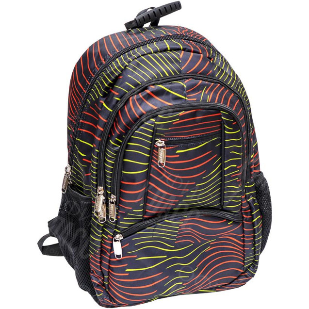 РЮКЗАК ОРТОПЕДИЧЕСКИЙ LEADER CITY "ЧЕРНЫЙ - ОРАНЖЕВЫЙ" M 42*29*15СМ 982542