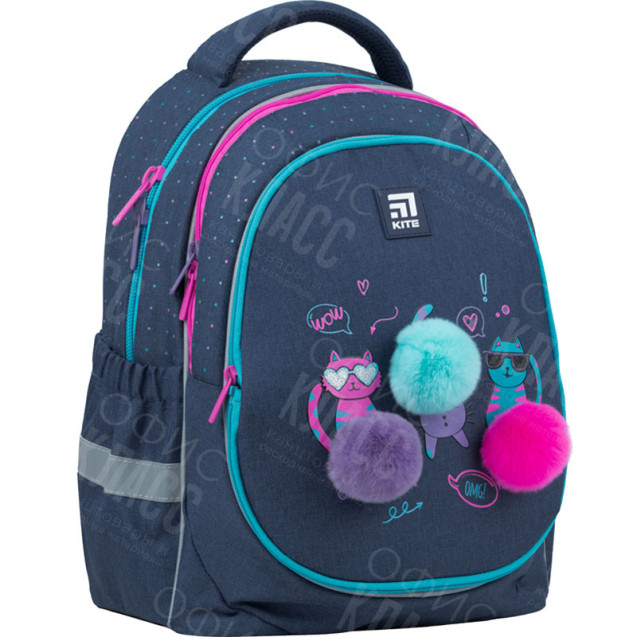 РЮКЗАК ПОЛУКАРКАСНЫЙ KITE EDUCATION WOW CATS K22-700M(2P)-1