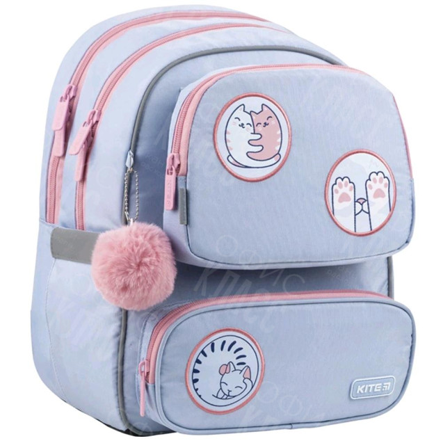 РЮКЗАК ШКОЛЬНЫЙ + БРЕЛОК KITE K22-756S-2 36X29,5X16 ГОЛУБОЙ 