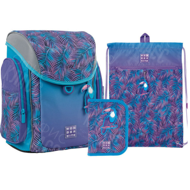 РЮКЗАК ШКОЛЬНЫЙ КАРКАСНЫЙ + СУМКА ДЛЯ ОБУВИ + ПЕНАЛ KITE WK21-583S-1