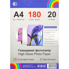 ФОТОБУМАГА А4 "С" ПЛОТНОСТЬ 180Г/М²  ГЛЯНЦЕВАЯ
