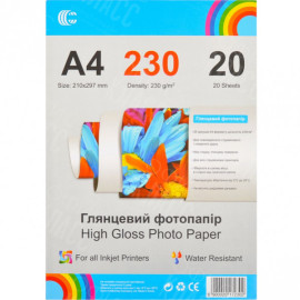 ФОТОБУМАГА А4 "С" ПЛОТНОСТЬ 230/М²  ГЛЯНЦЕВАЯ