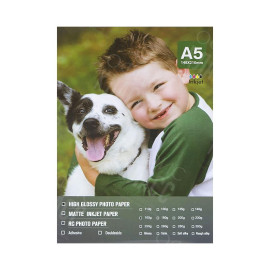 ФОТОБУМАГА А5 "С" ПЛОТНОСТЬ 160Г/М²  ГЛЯНЦЕВАЯ 100 ЛИСТОВ