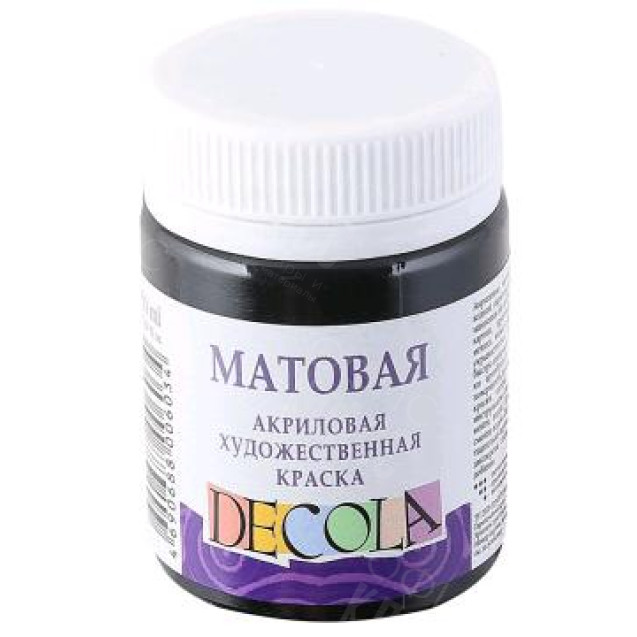 КРАСКА АКРИЛОВАЯ МАТОВАЯ ЧЕРНАЯ 50МЛ DECOLA 14328810