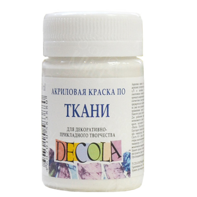 КРАСКА АКРИЛОВАЯ ТКАНЬ БЕЛАЯ 50МЛ DECOLA 4128104