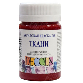 КРАСКА АКРИЛОВАЯ ТКАНЬ КАРМИНОВАЯ 50МЛ DECOLA 4128319