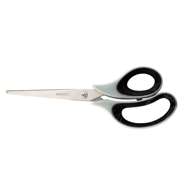 НОЖНИЦЫ AXENT DUOTON SOFT 6102-01-A, 21 СМ, С ПРОРЕЗИНЕННЫМИ РУЧКАМИ, СЕРО-ЧЕРНЫЕ