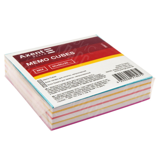 БУМАГА ДЛЯ ЗАМЕТОК AXENT DELTA MIX D8011, 80Х80Х20 ММ, НЕПРОКЛЕЕННАЯ