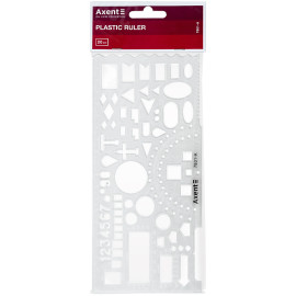 ЛИНЕЙКА-ТРАФАРЕТ "ОФИЦЕРСКАЯ" AXENT 7801-A, 20 СМ, ПРОЗРАЧНАЯ