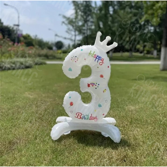 СТОЯЩИЙ ЦИФРОВОЙ ШАР (3) С КОРОНОЙ 69СМ