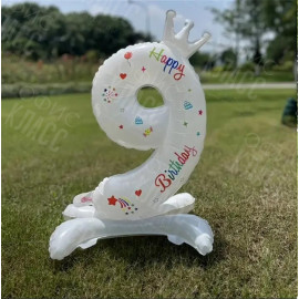 СТОЯЩИЙ ЦИФРОВОЙ ШАР (9) С КОРОНОЙ 69СМ